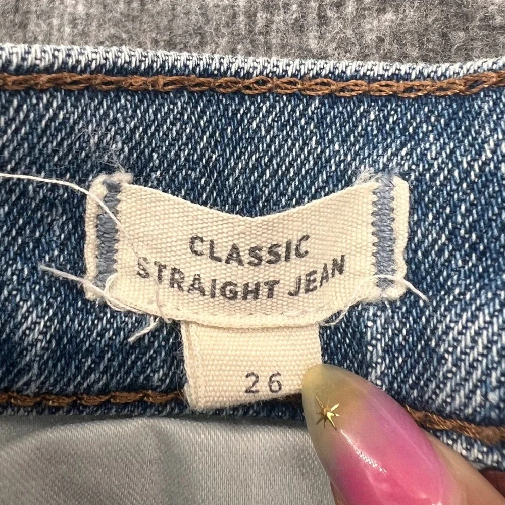 Madewell Classic Straight Jean High Rise Crop Light Wash Raw Hem Womens Size 26 - Picture 9 of 14